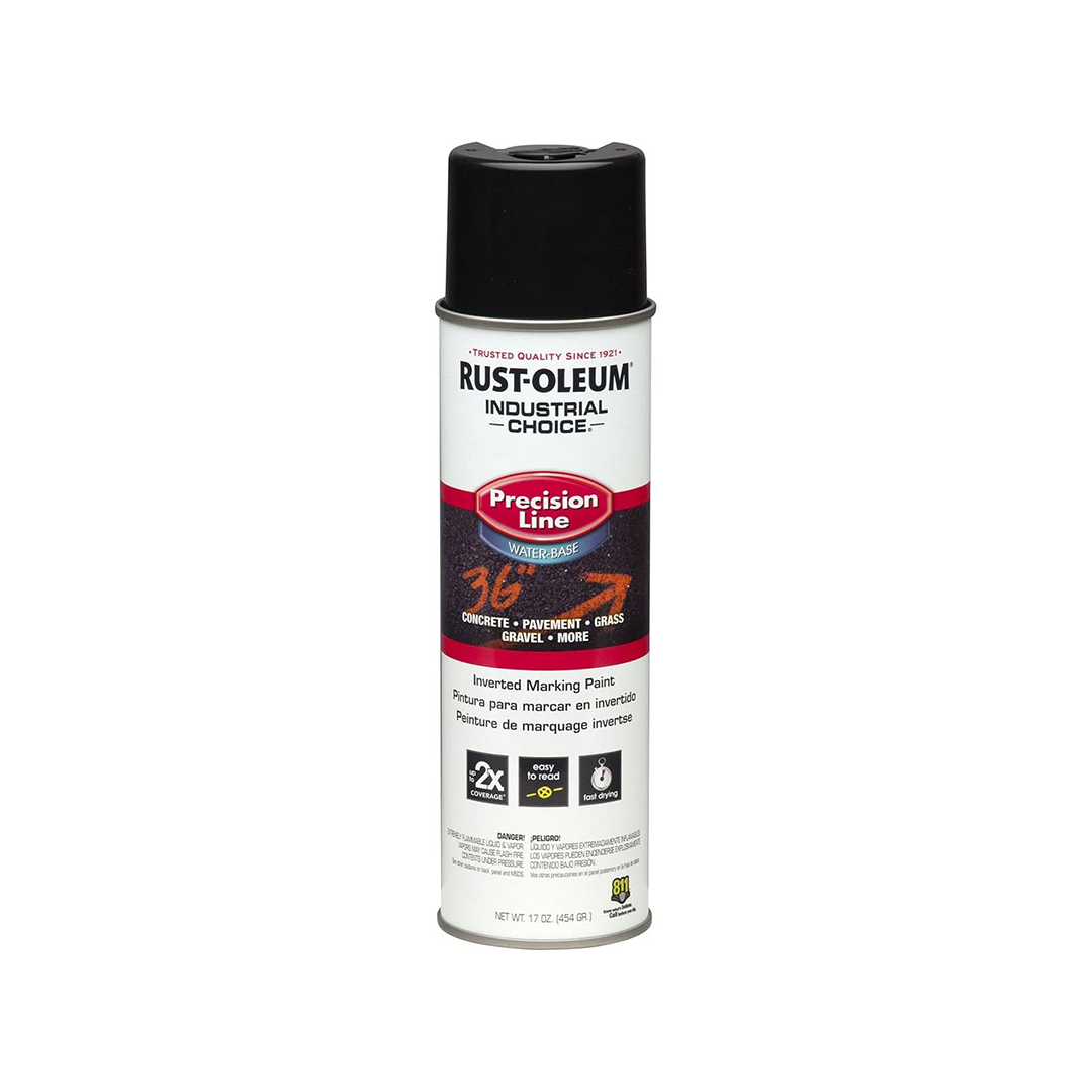 Rust-Oleum 1875838 M1800 System Water-Based Precision-Line Inverted Marking Paint Aerosol, Black
