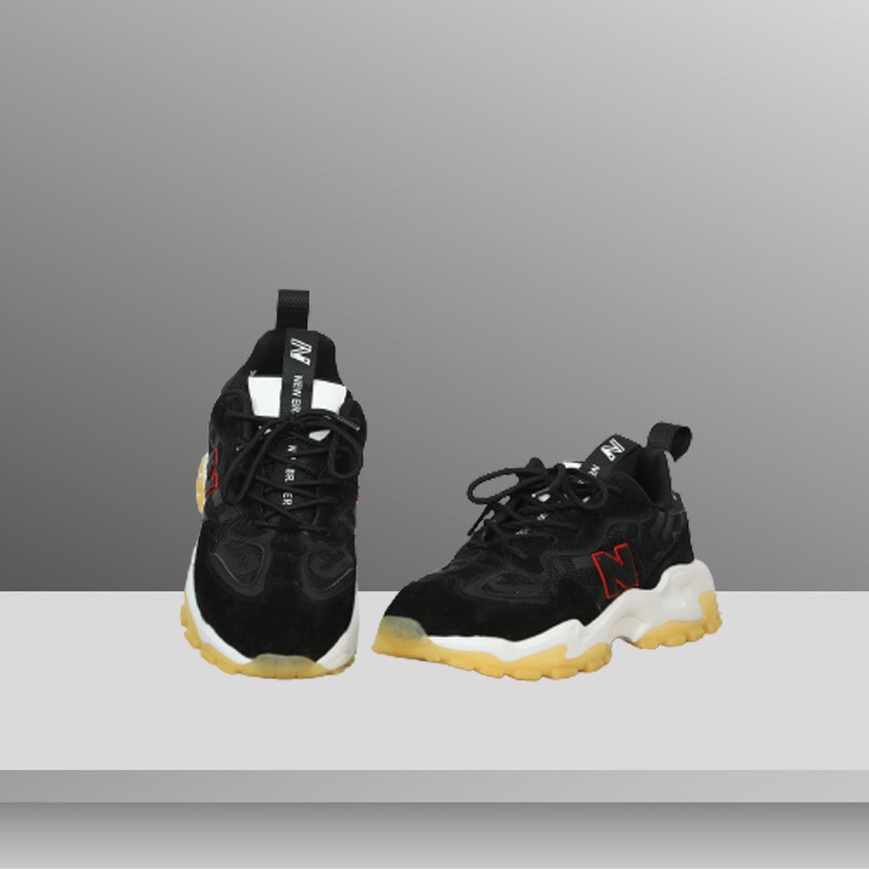 Light Weight Rubber Sole Trainers with Lace Black