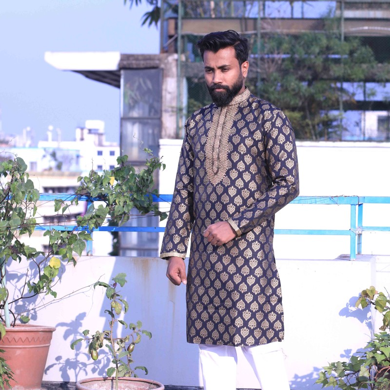 Katan Panjabi Navy Blue