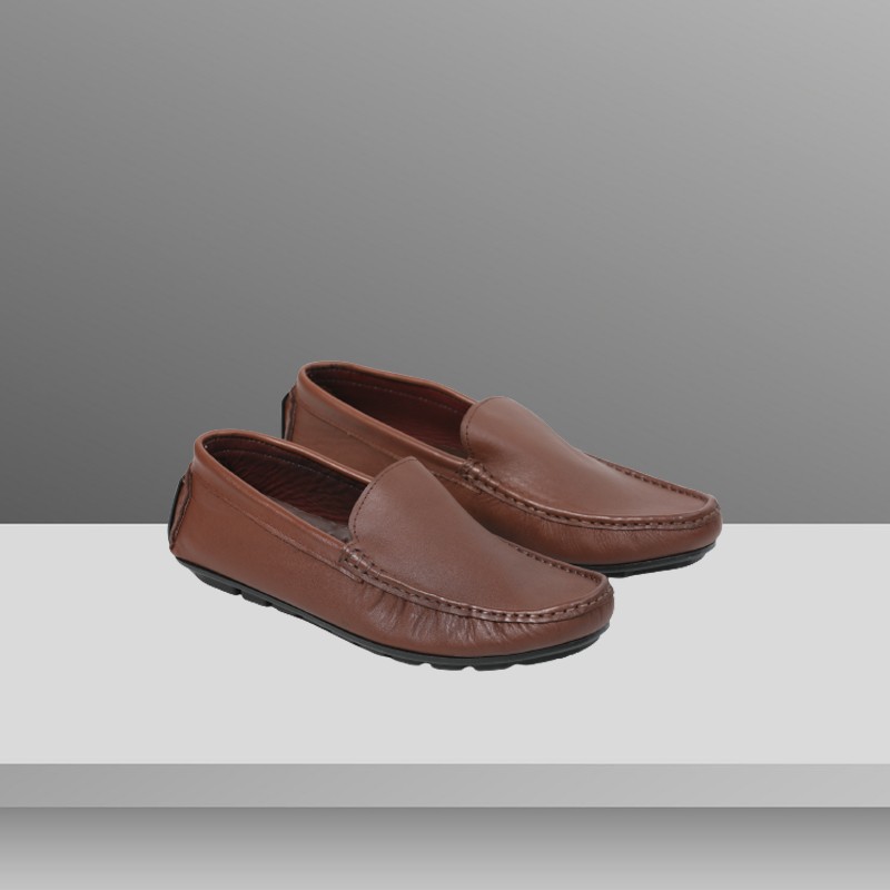 Casual Leather Shoes for man plain upper Deep Brown