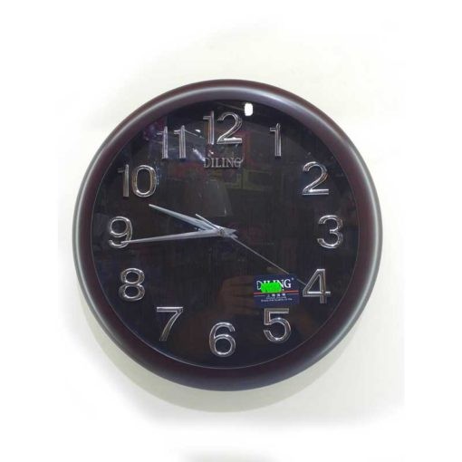 Round Wall Clock Chocolate Color Border Silver Color Dial