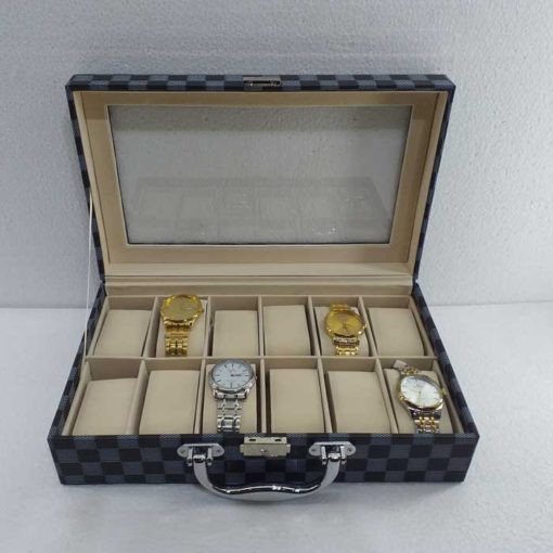 12 Grid Slots PU Leather Watch Box Jewelry Organizer Storage Box Watch Display Storage Case Gift Box