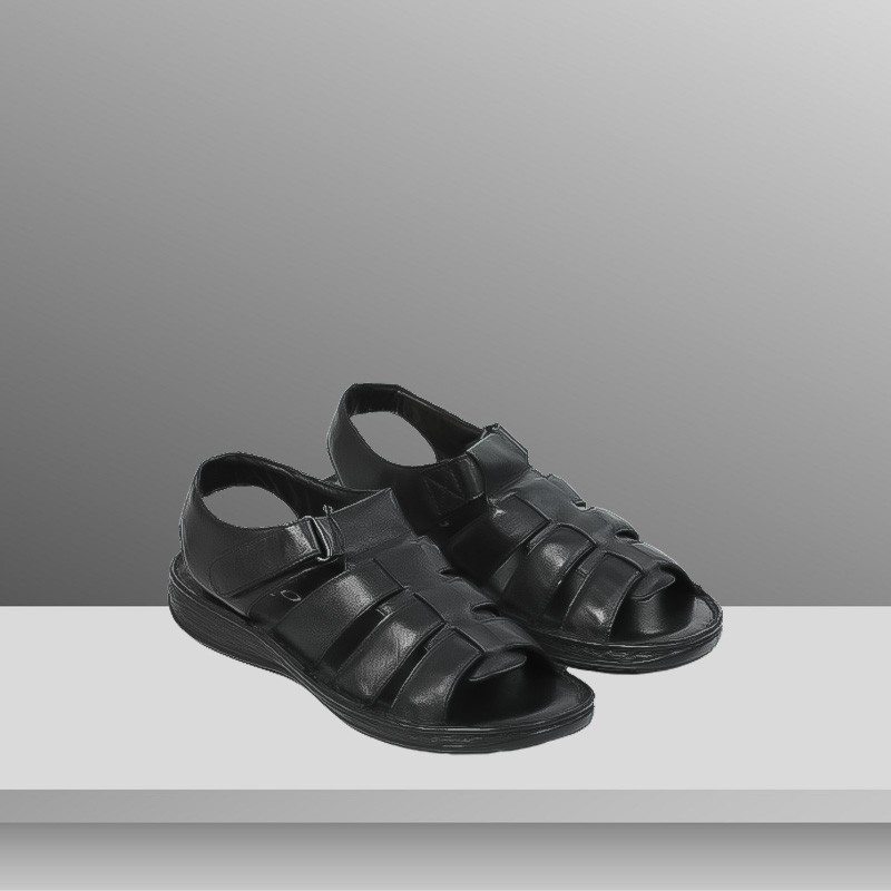 Super Comfort Black Lather Classic Sandle with adjustible strap belt
