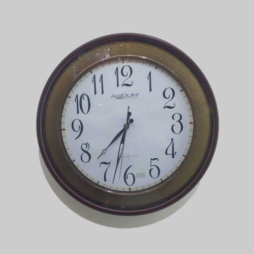 Wall Clock Black Dial Chocolate Color Border Glossy